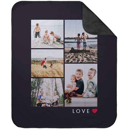 Modern Love Collage Picnic Blanket, Gray