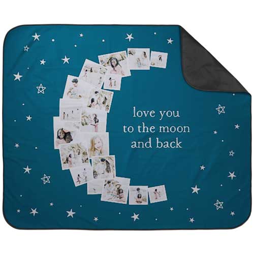 To the Moon and Back Picnic Blanket, Blue
