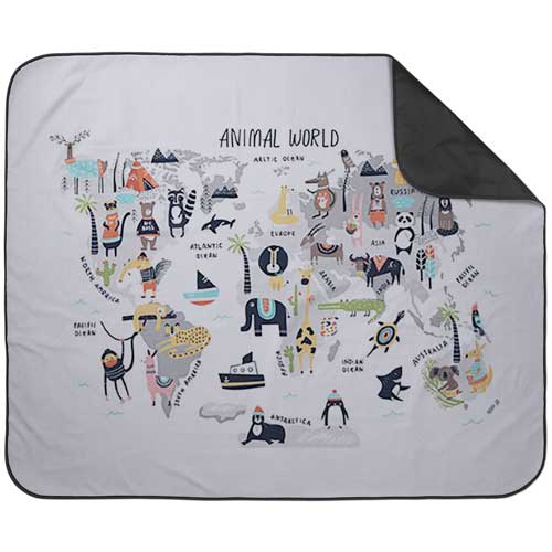 Animal Kingdom Map Picnic Blanket, Multicolor