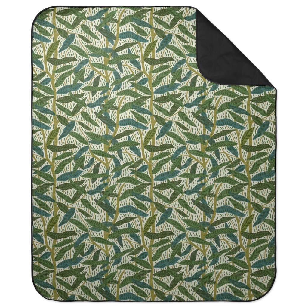 Jungle Foliage - Green Picnic Blanket, Green