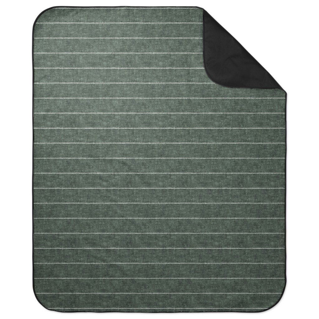 Farmhouse Stripes - Restoration Green Picnic Blanket, Green