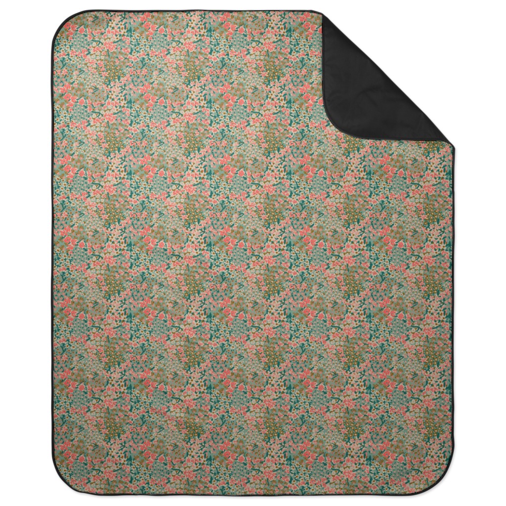 Bengal Kuma Floral - Multi Picnic Blanket, Green