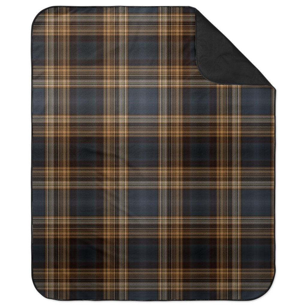 Fine Line Plaid Dark Blue and Brown Picnic Blanket Shutterfly