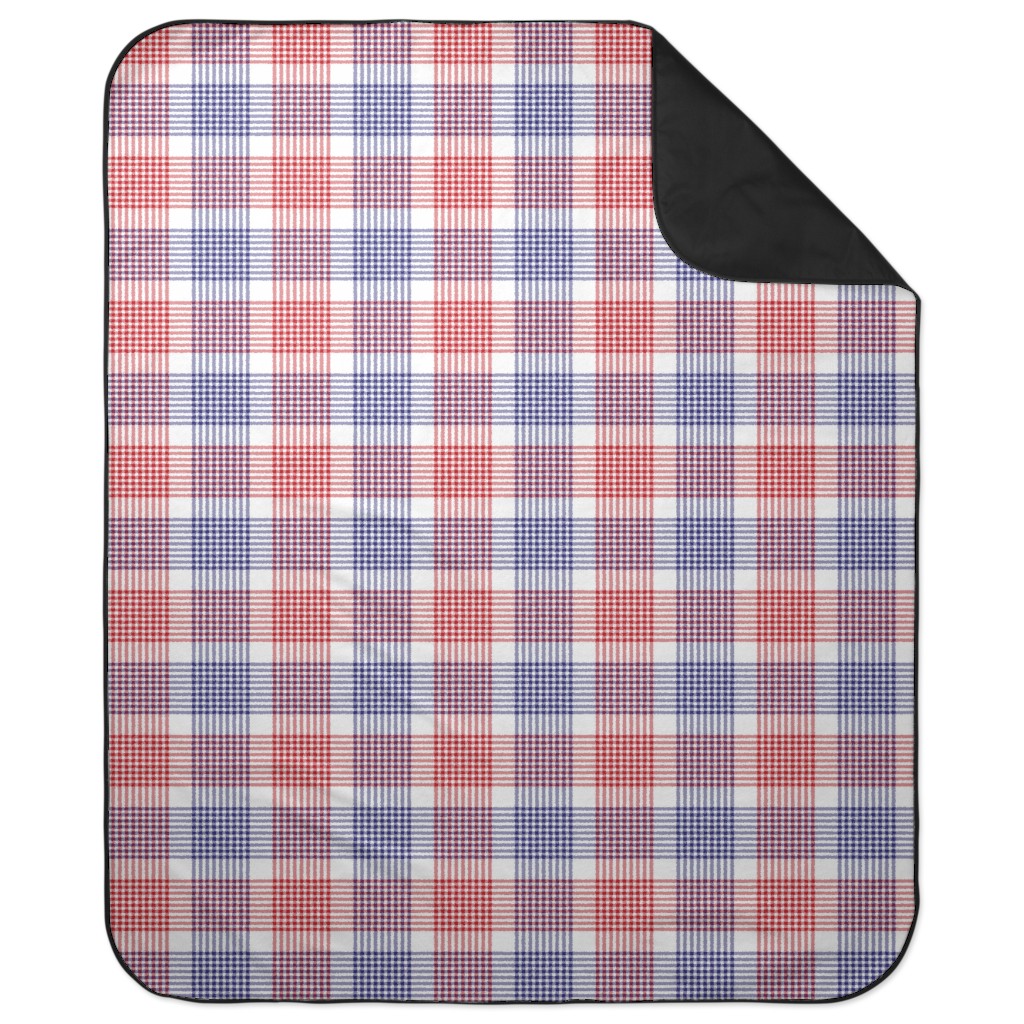 Plaid - Red, White and Blue Picnic Blanket, Multicolor