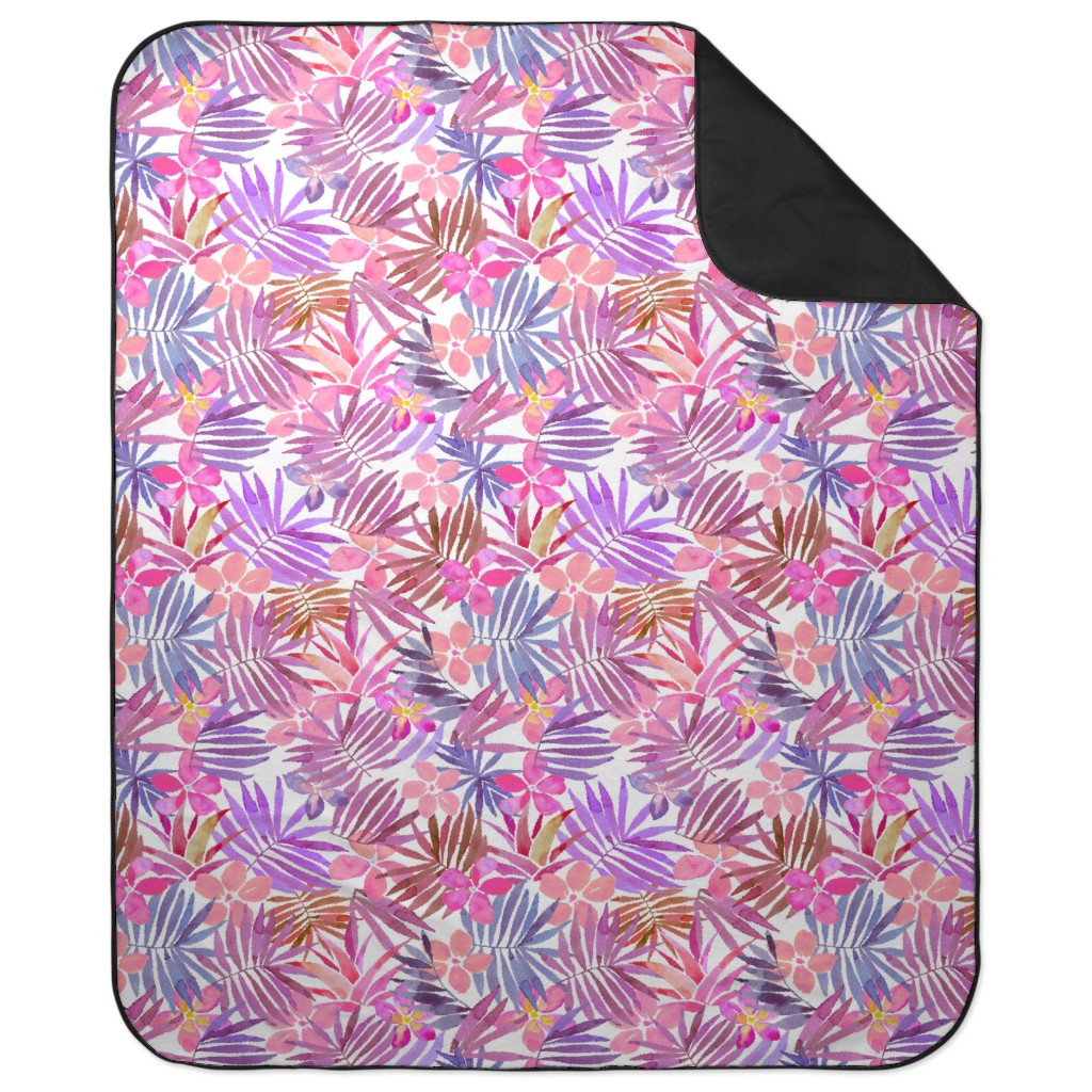 Watercolor Tropical Vibes Picnic Blanket, Pink