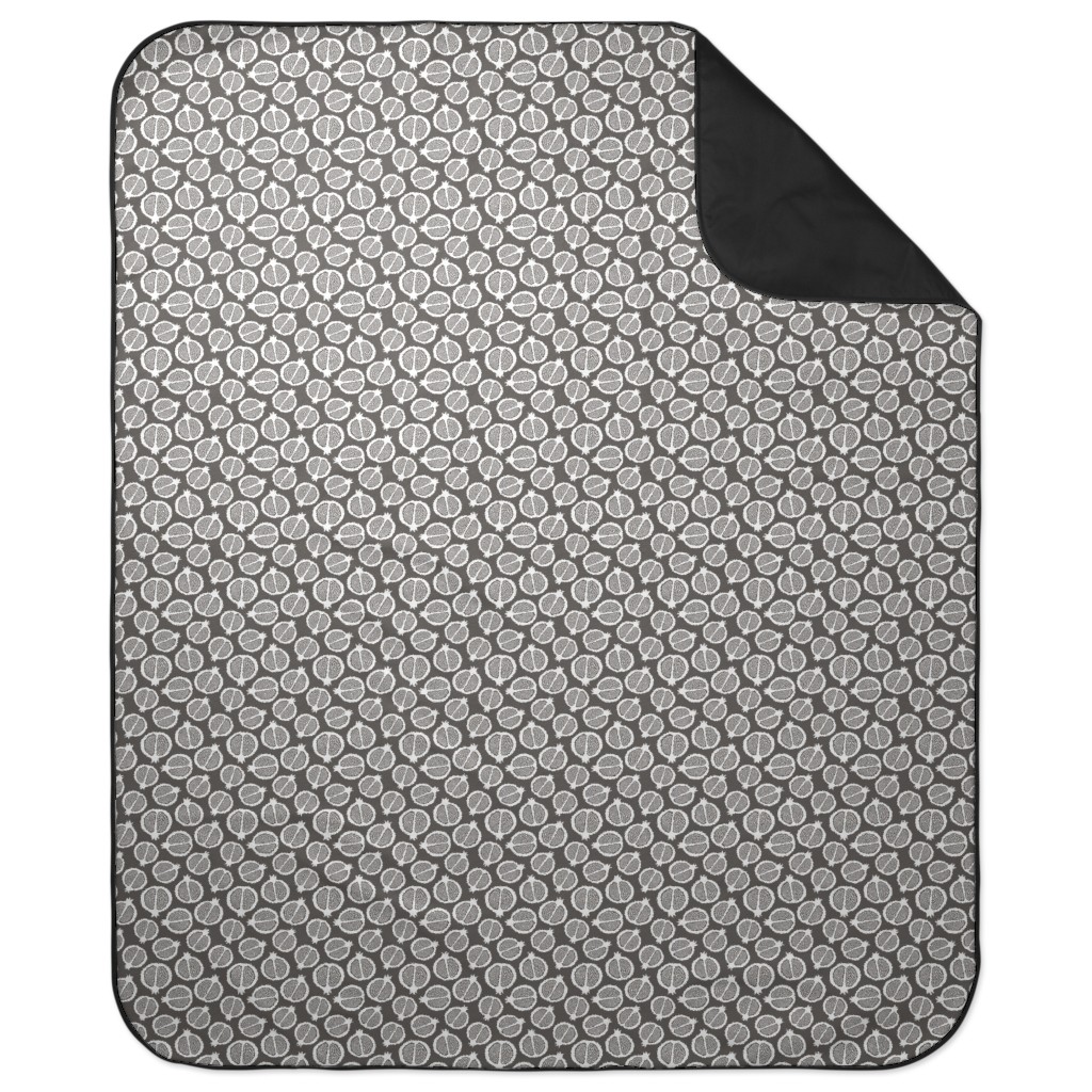 Pomegranate - Black & White Picnic Blanket, Gray