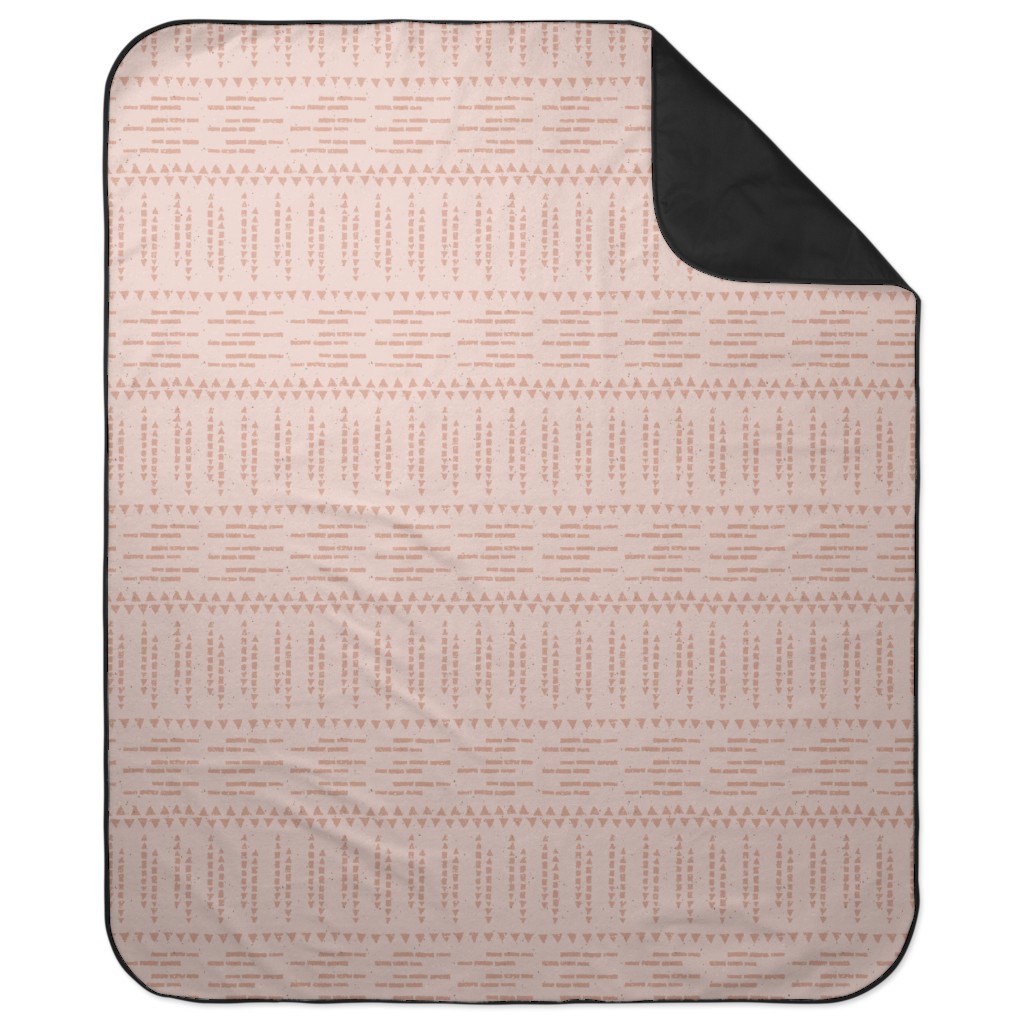 Boho Tribal Dashed Geometric - Pink Picnic Blanket, Pink