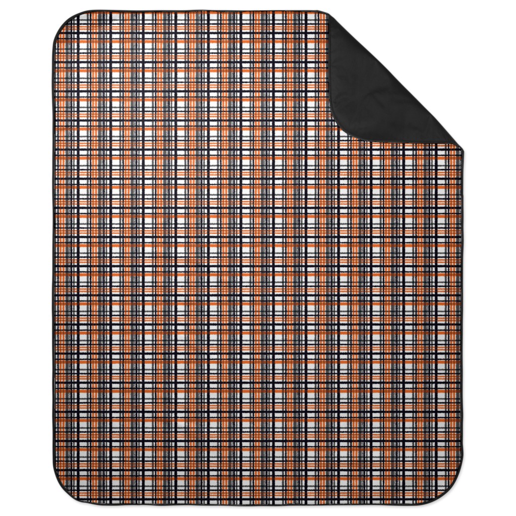 Intricate Plaid Picnic Blanket, Orange