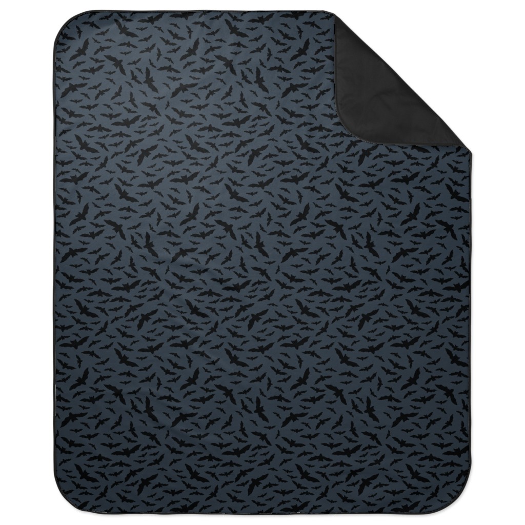 Black Bats Picnic Blanket, Black