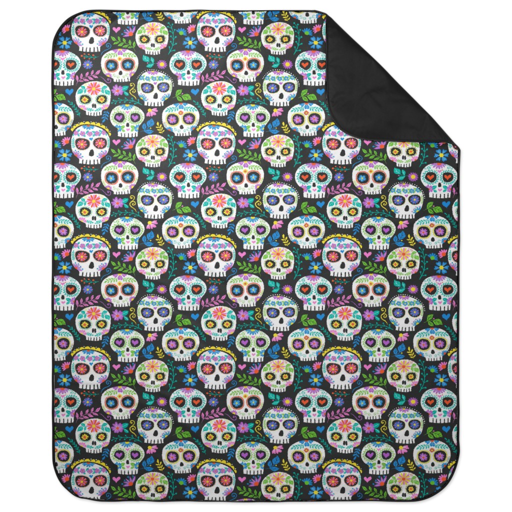 Floral Skull - Multi Picnic Blanket, Multicolor