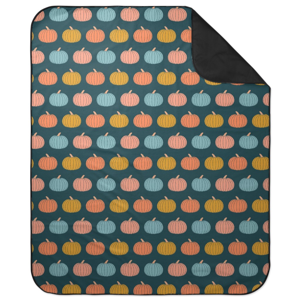 Colorful Halloween - Teal and Orange Picnic Blanket, Multicolor