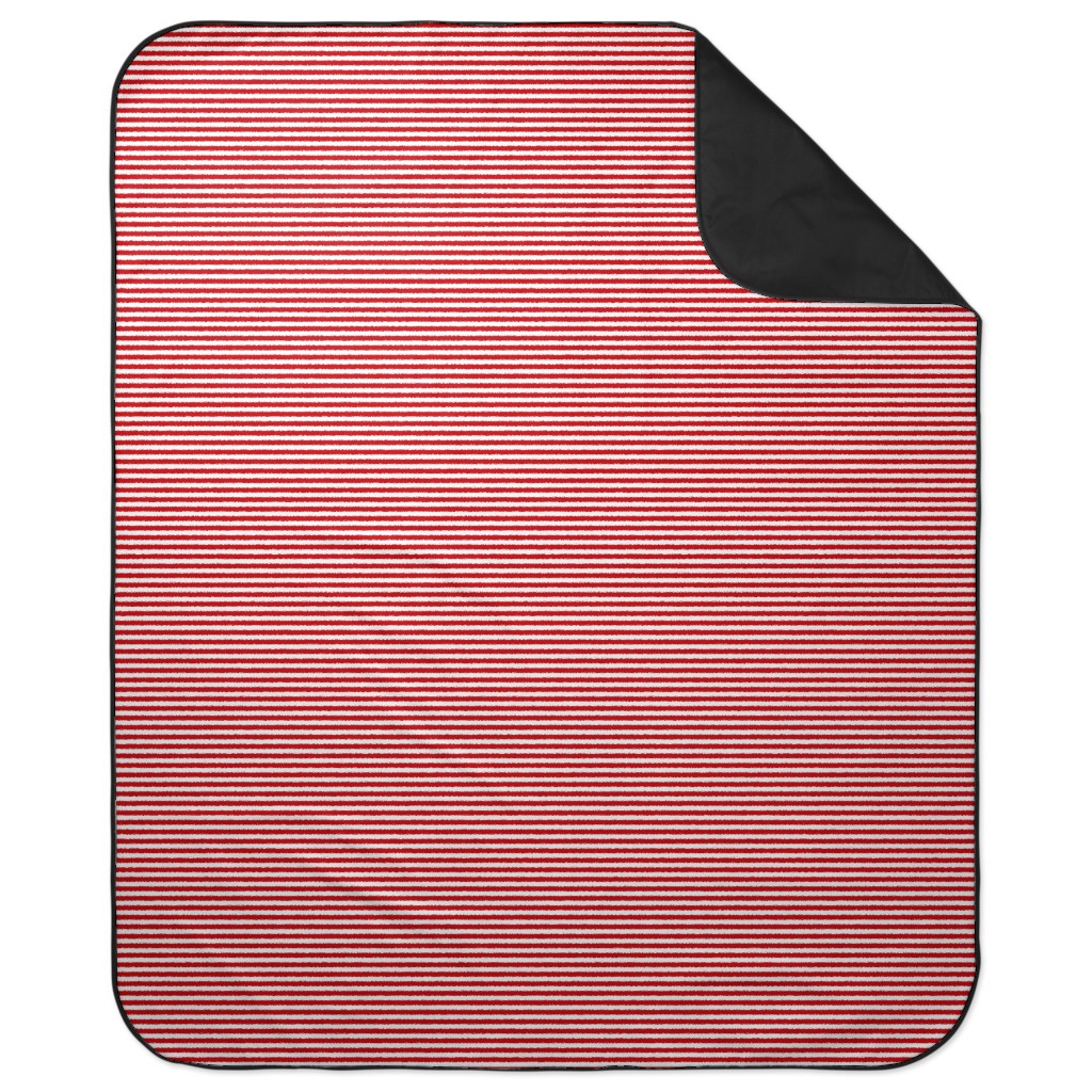 Horizontal Stripe Picnic Blanket, Red, Red