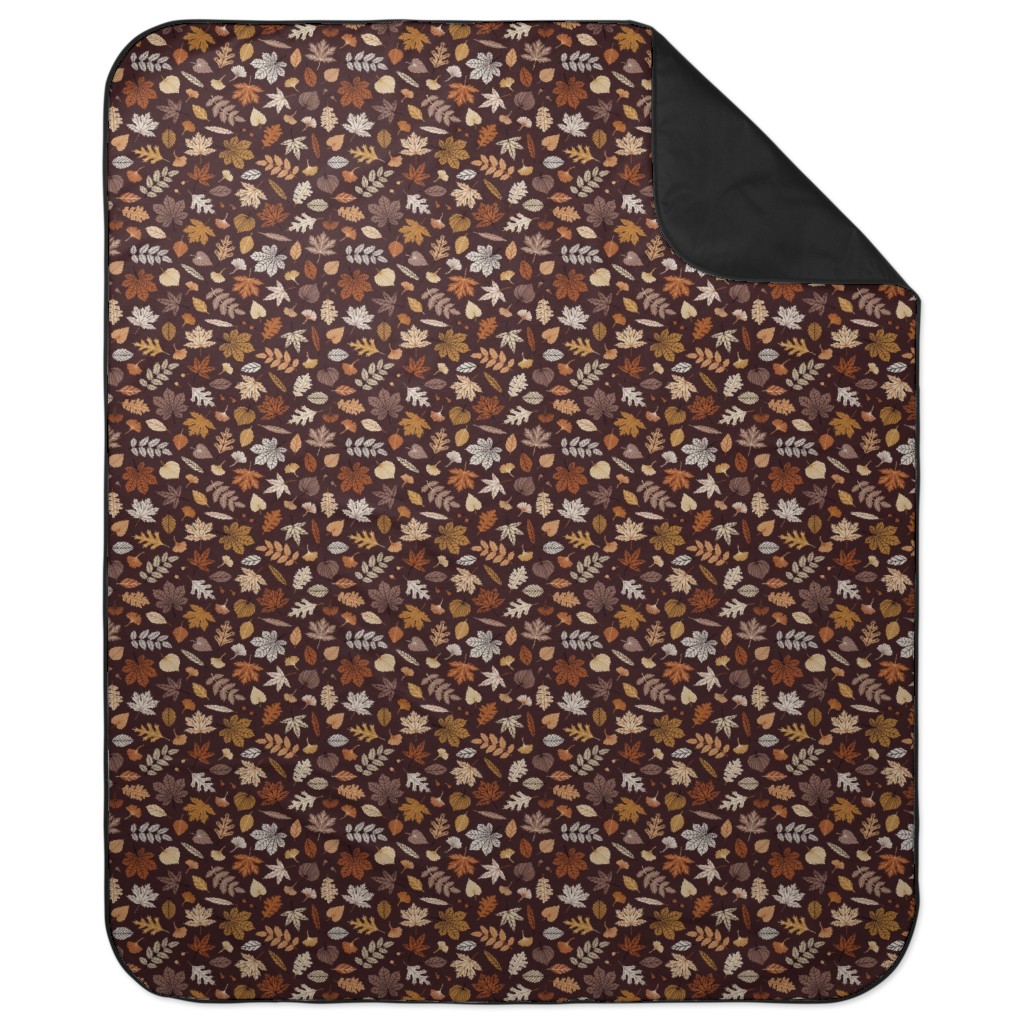Fall Time Leaves - Brown Picnic Blanket, Brown