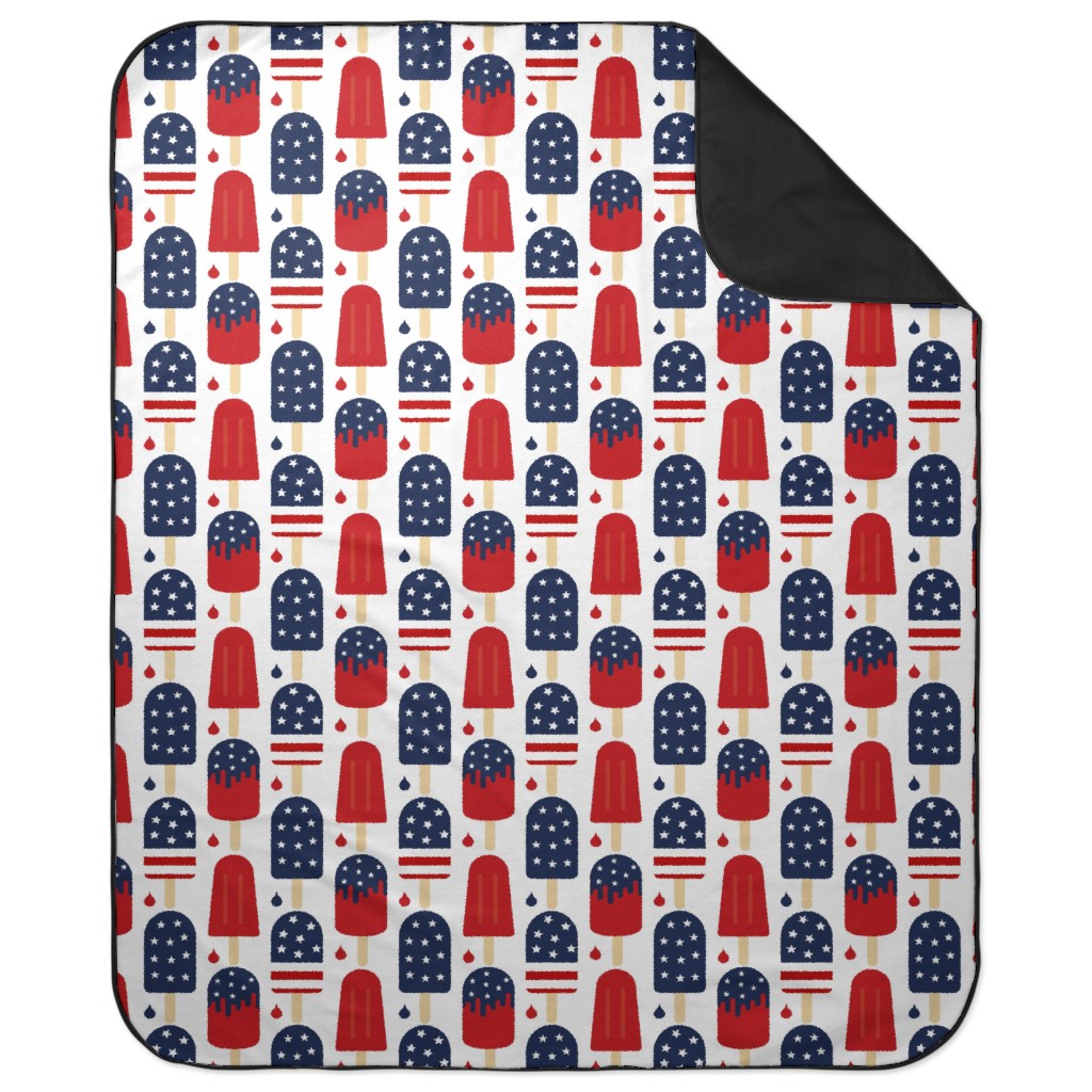 Patriotic Popsicles - Red, White and Blue Picnic Blanket, Multicolor