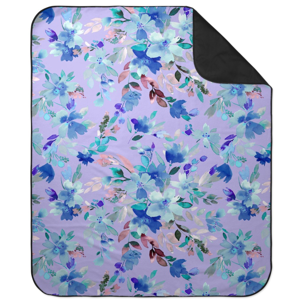 Very Peri Summer Floral - Purple Picnic Blanket, Purple, Purple