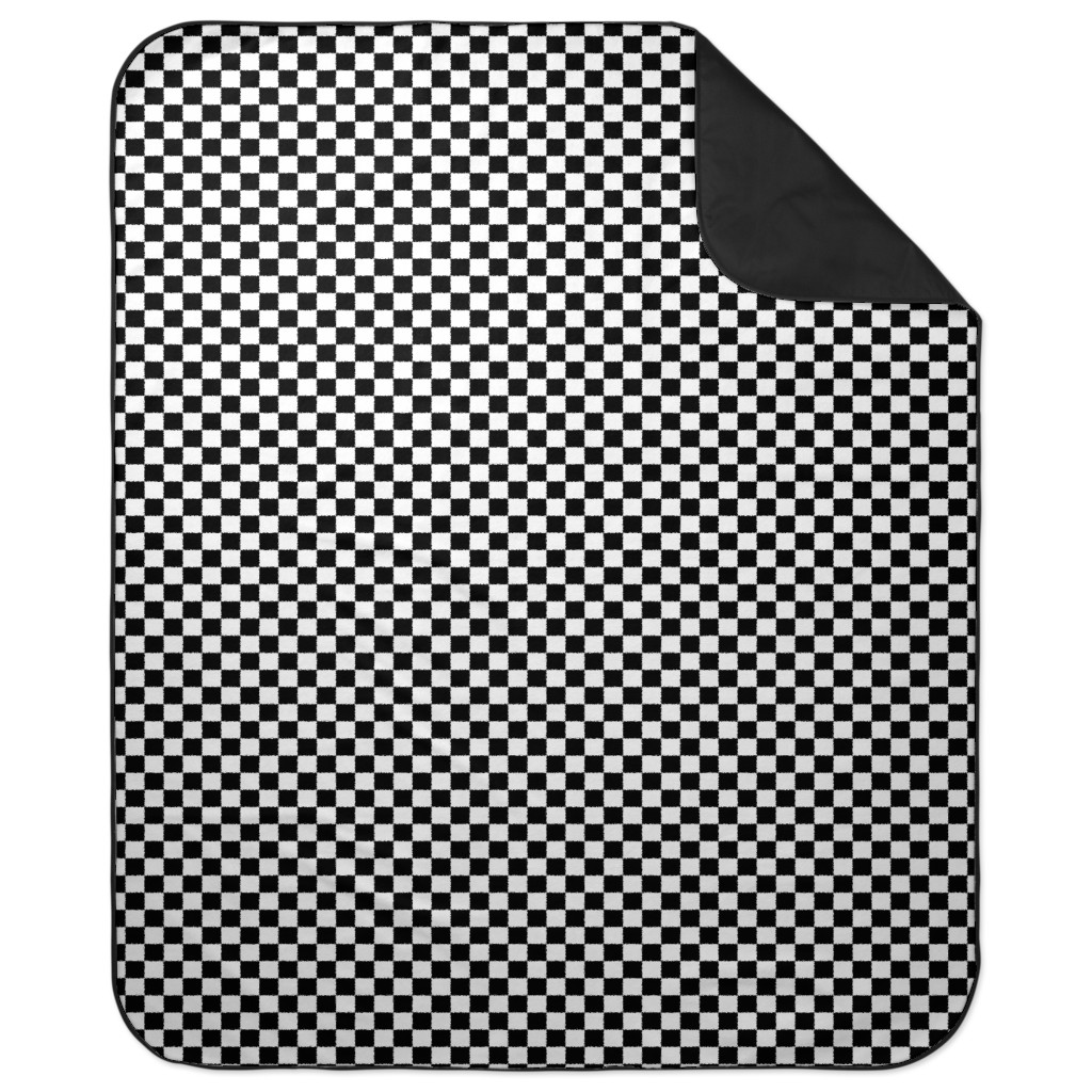 Checker - Black and White Picnic Blanket, Black, Black