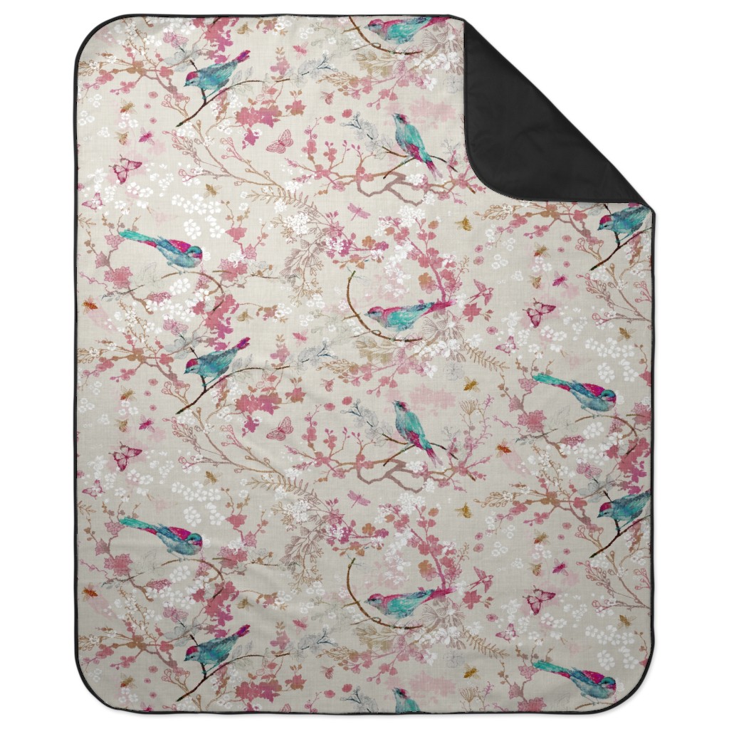 Birds + the Bees - Rose Picnic Blanket, Multicolor