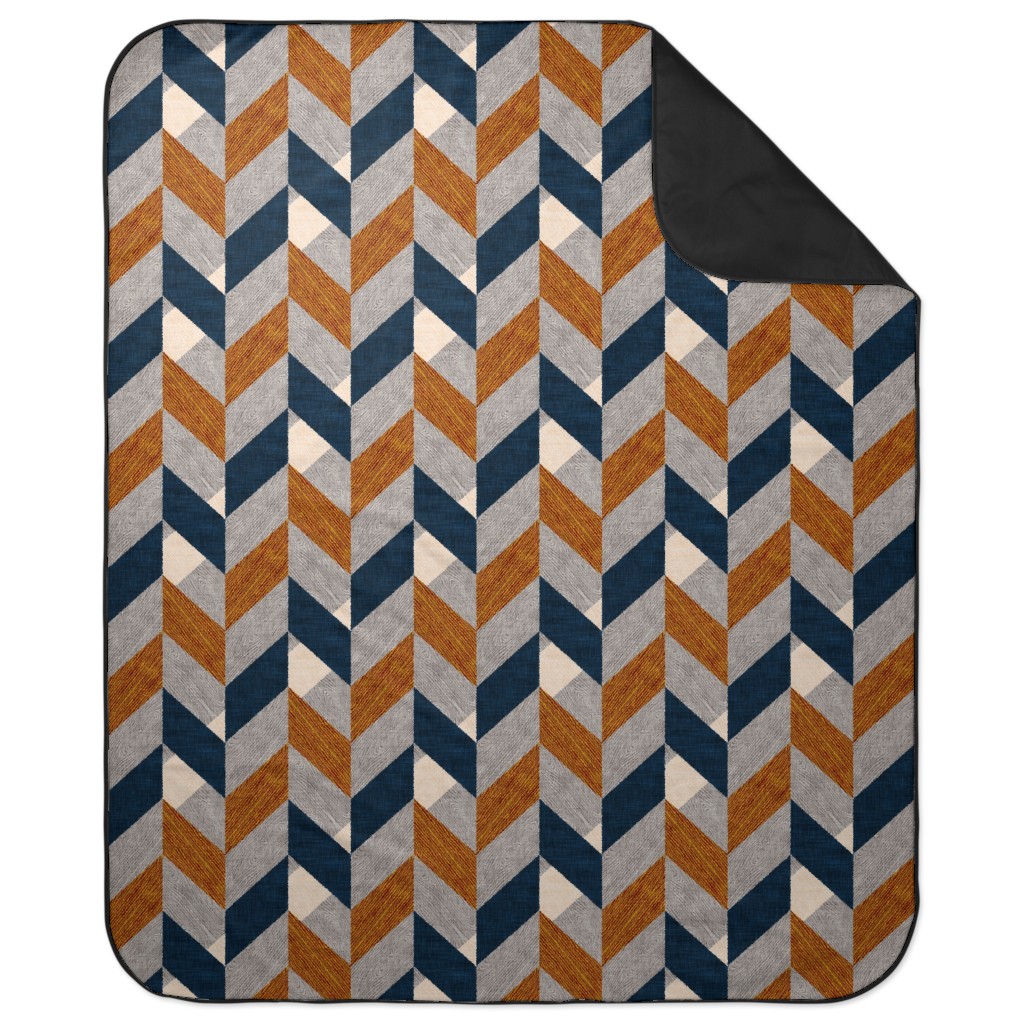 Parquetry - Neutral Picnic Blanket, Orange, Orange