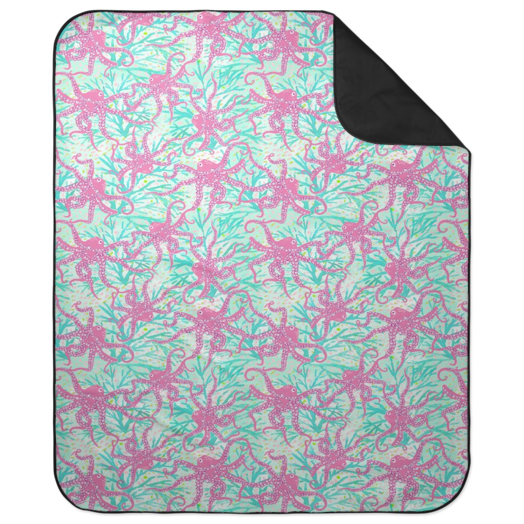 Oceana - Pink and Teal Picnic Blanket, Multicolor