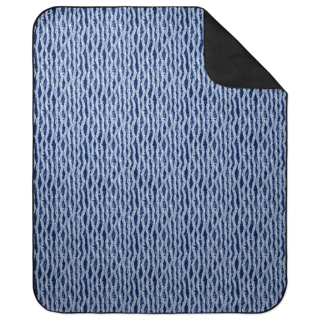 Shibori Ripples - Blue Picnic Blanket, Blue