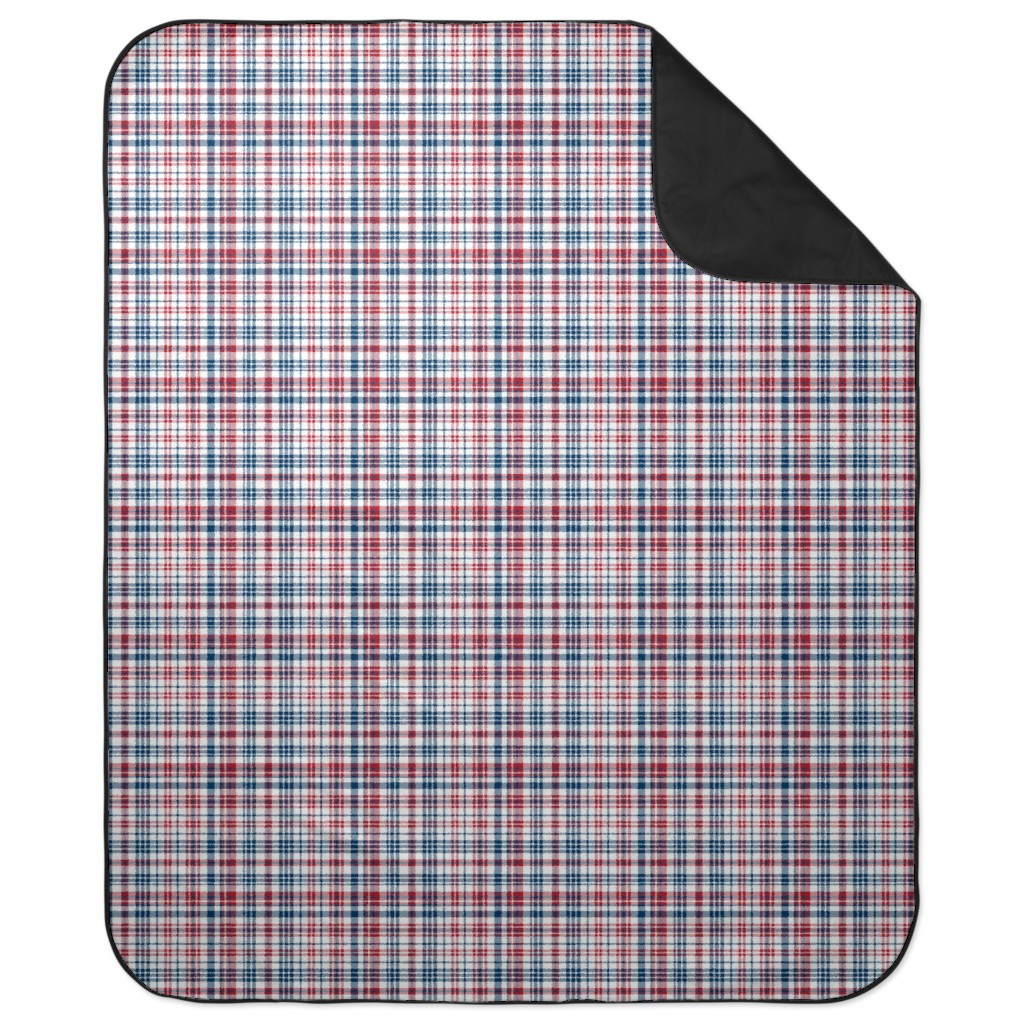 American Plaid - Blue and Red Picnic Blanket, Multicolor