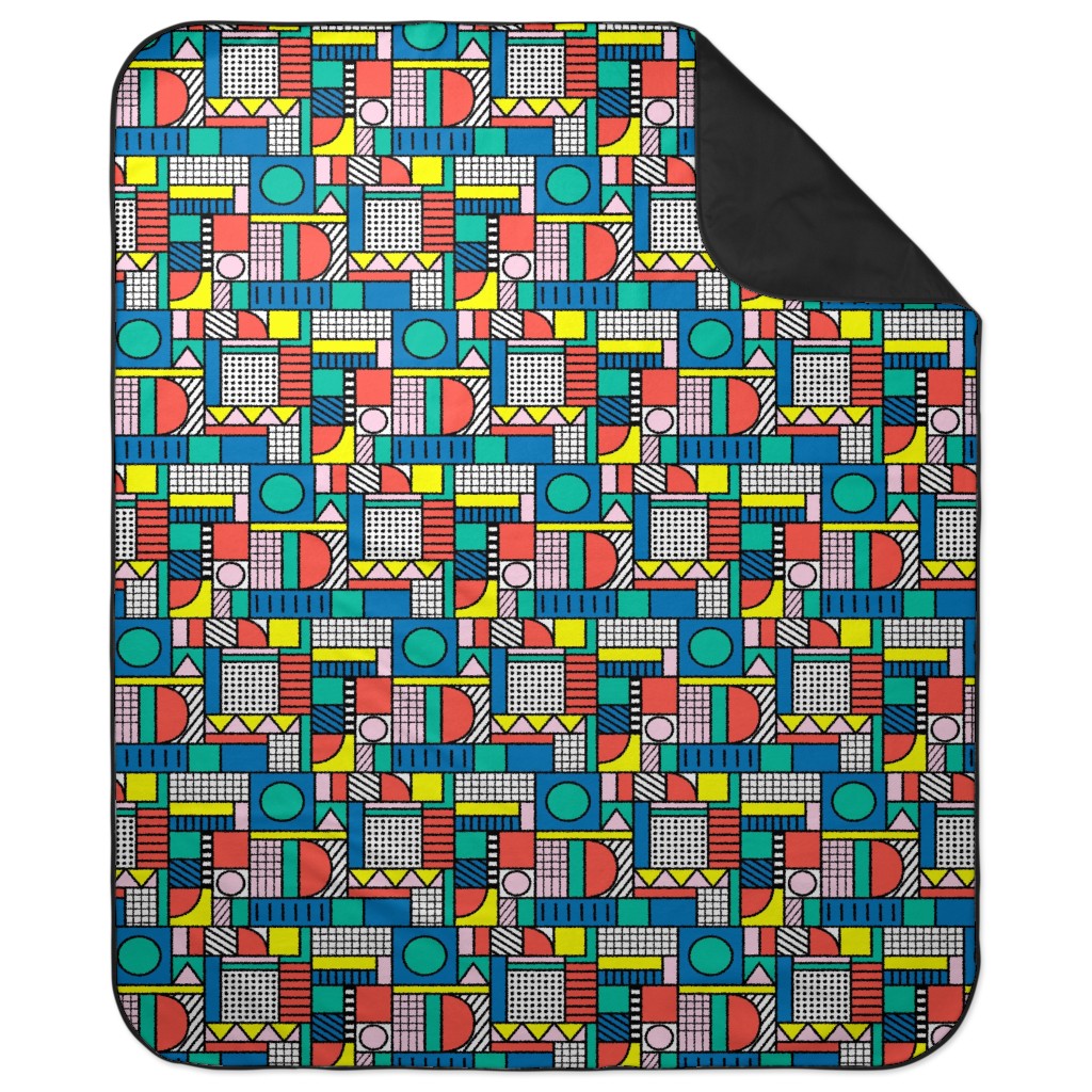 Memphis Color Block Picnic Blanket, Multicolor