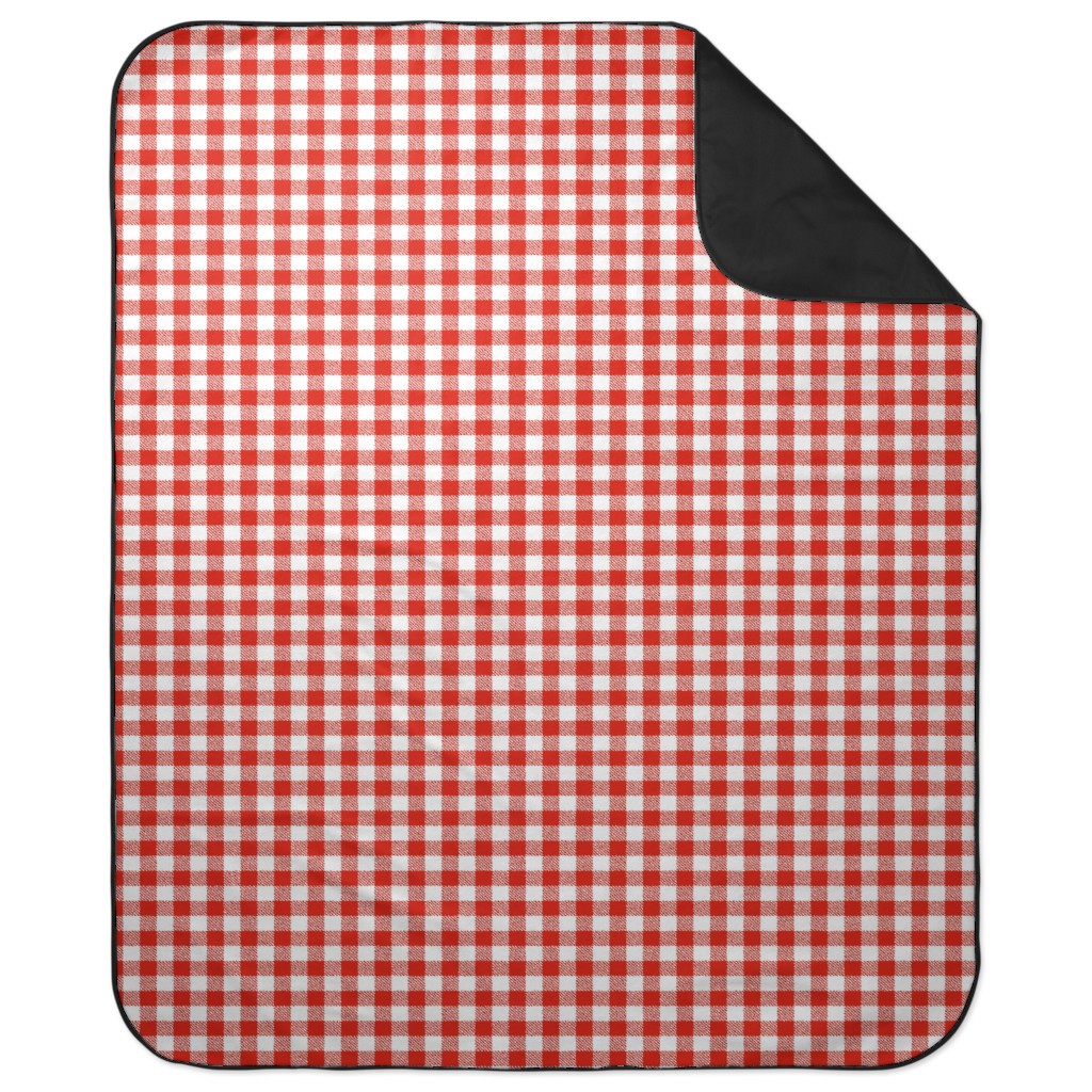 Red Gingham Pattern Picnic Blanket, Red
