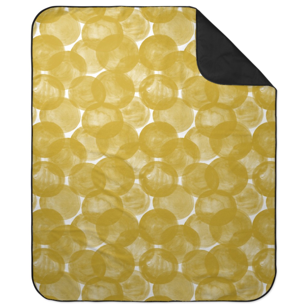 Watercolor Dots - Yellow Picnic Blanket, Yellow