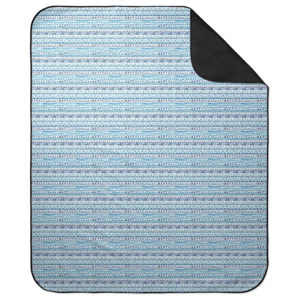 Painted Stripe - Blue Picnic Blanket, Blue