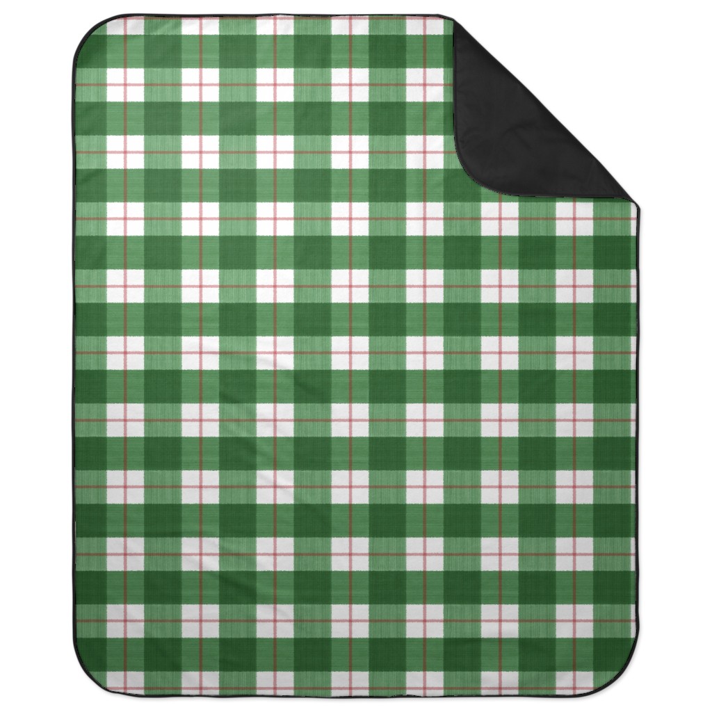 Double Plaid Picnic Blanket, Green