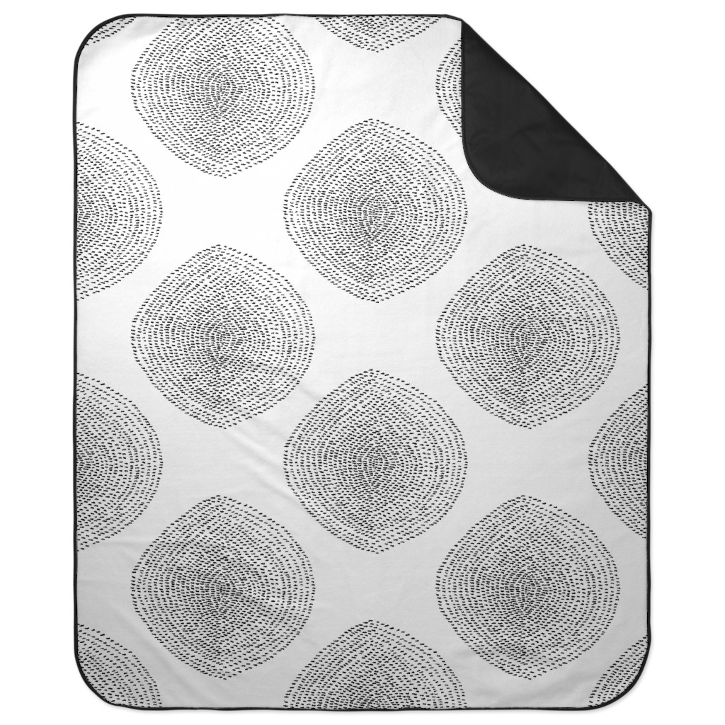 Stripy Boho Drop Picnic Blanket, Black, Charcoal