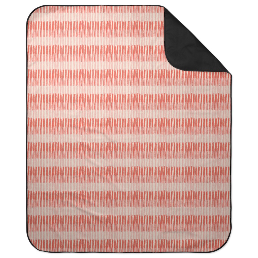 Strips - Coral Picnic Blanket, Pink, Bright Pink