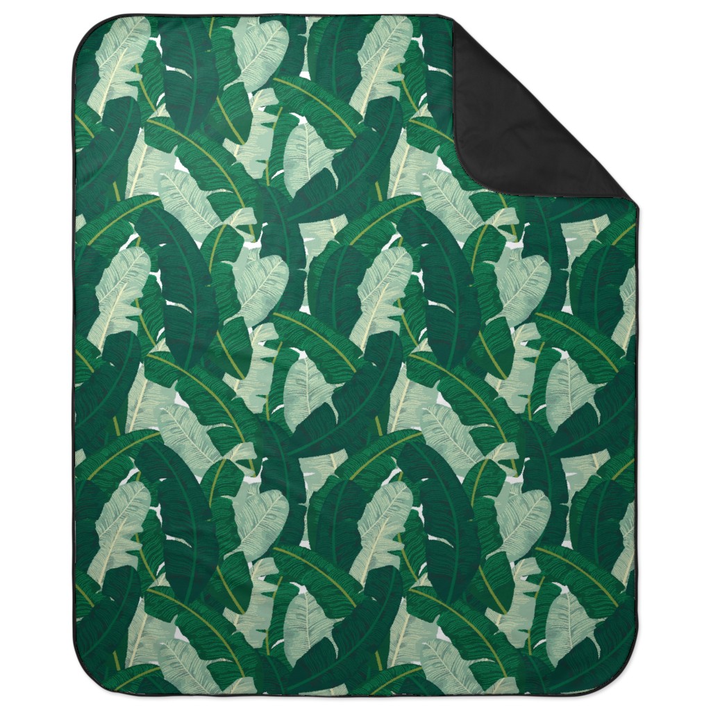 Classic Banana Leaves - Palm Springs Green Picnic Blanket, Green