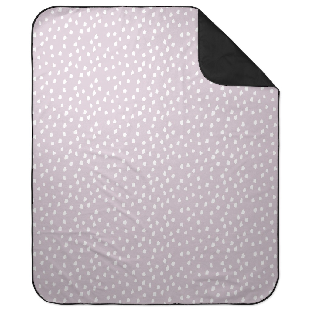 Scattered Marks - White on Lilac Picnic Blanket, Purple