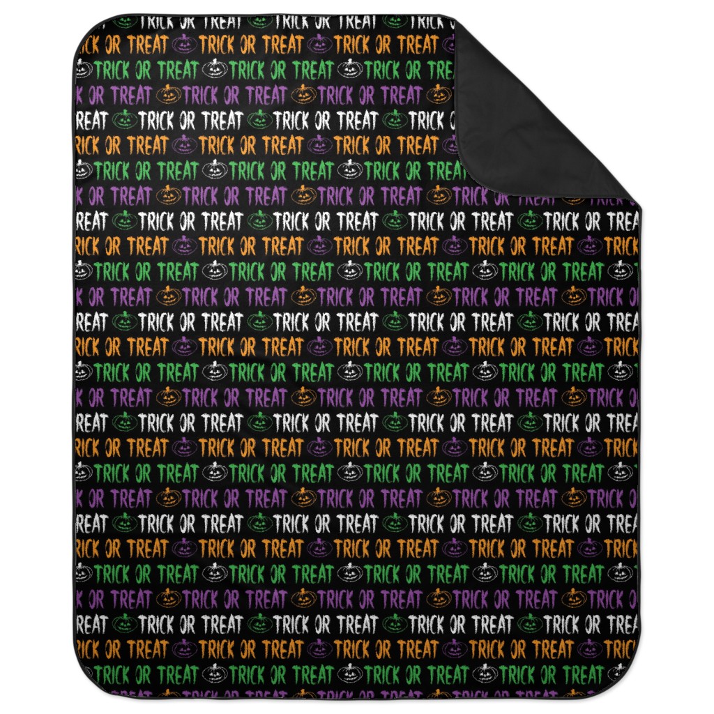 Trick or Treat Halloween Typography - Multi Picnic Blanket, Multicolor