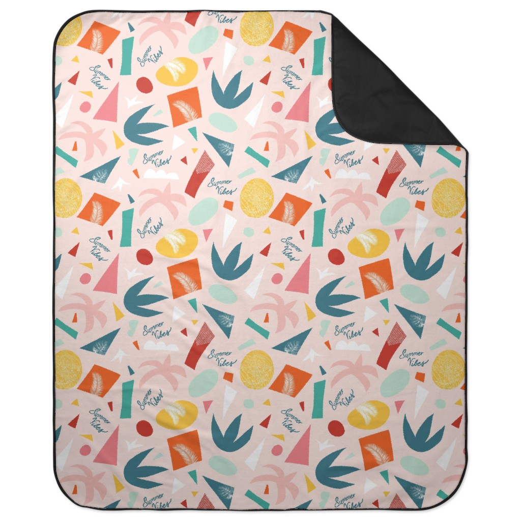 Summer Vibes Abstract Shapes Picnic Blanket, Multicolor