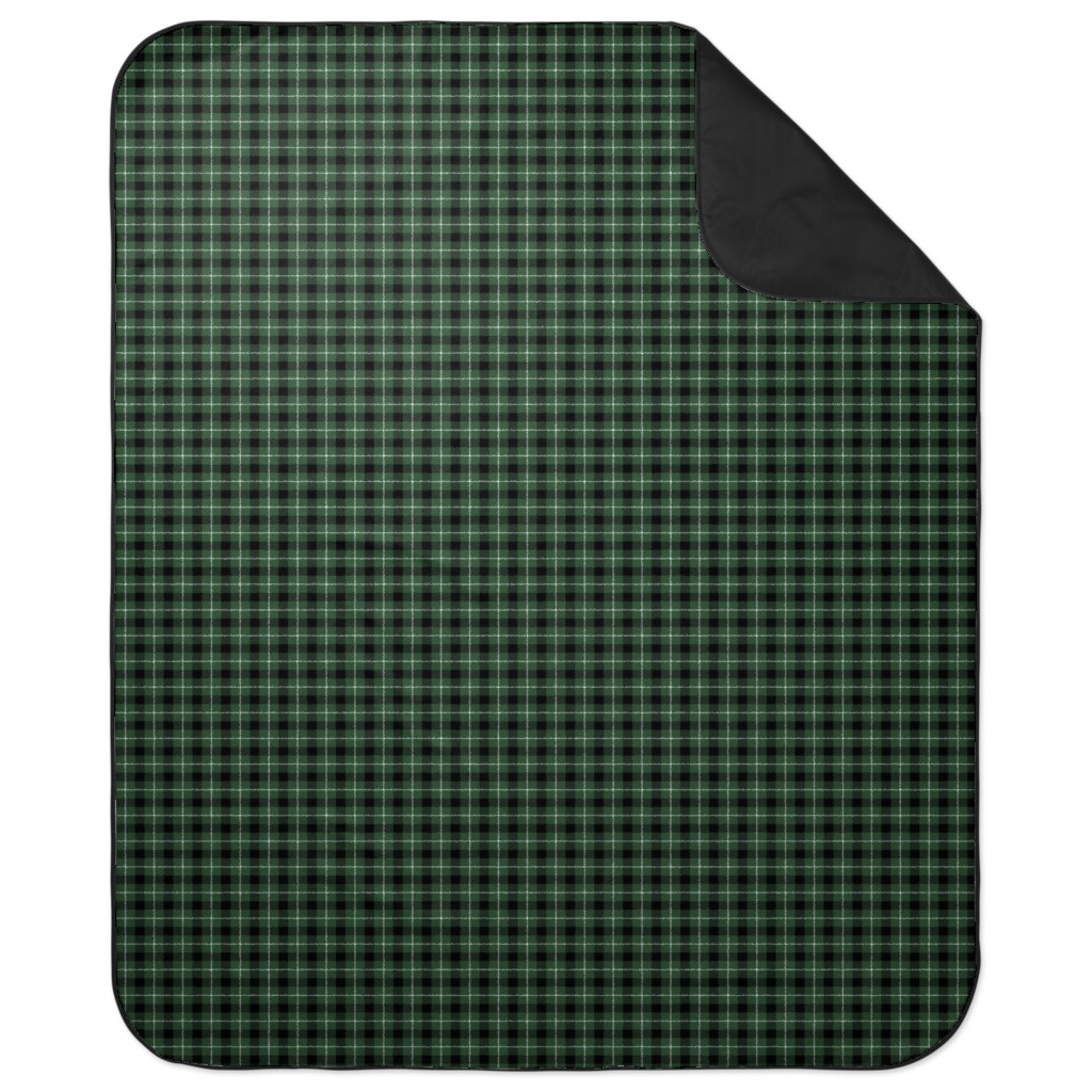 Green & Black Plaid Picnic Blanket, Green, Classic Green