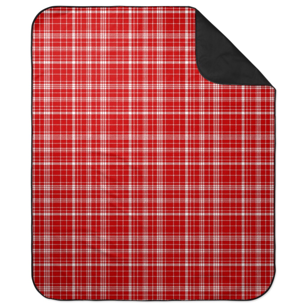 Tartan Check Picnic Blanket, Red, Red