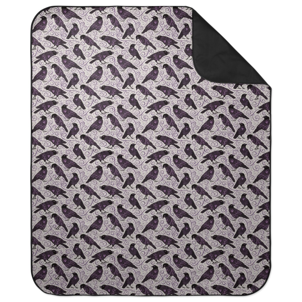 Raven - Ivory Picnic Blanket, Purple