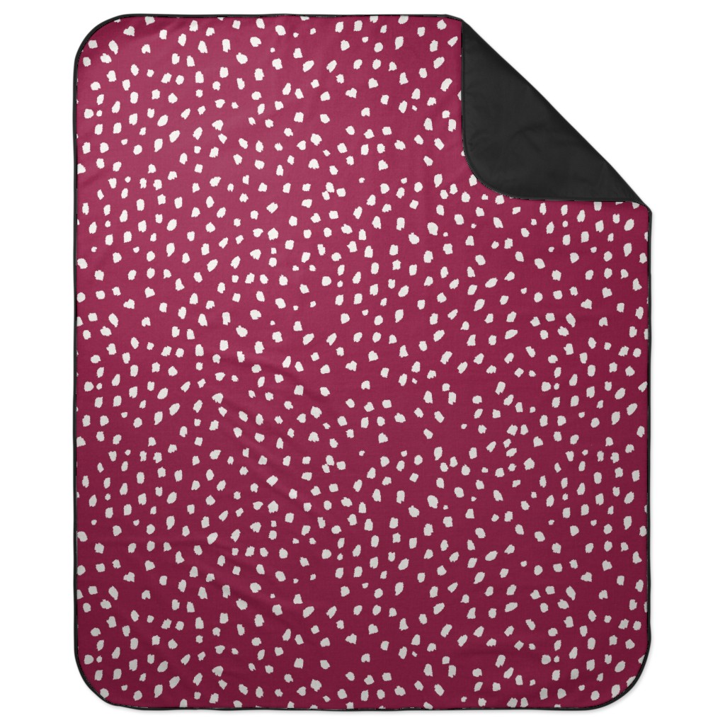 Painterly White Marks Picnic Blanket, Red, Raspberry Beret