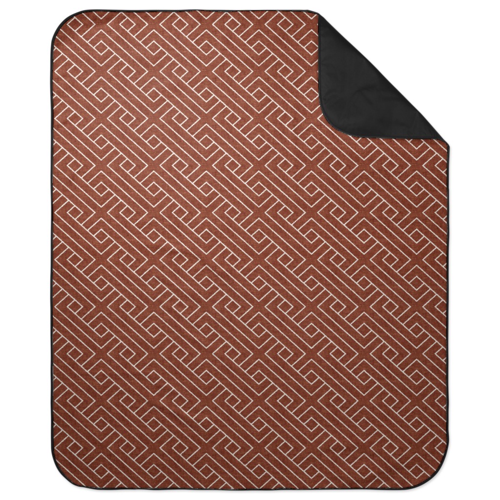 Cadence Geometric Weave - Rust Picnic Blanket, Red