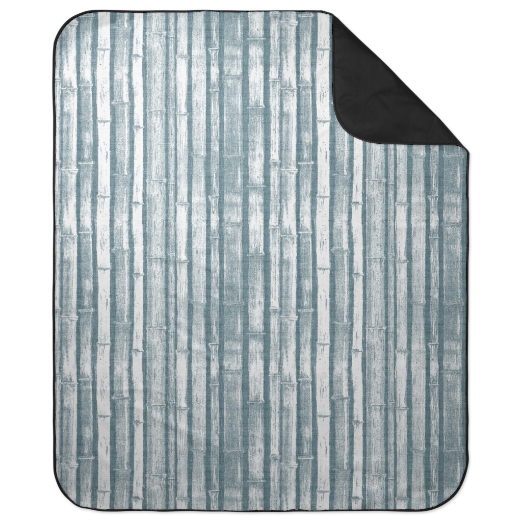 Bamboo - Grey Picnic Blanket, Blue