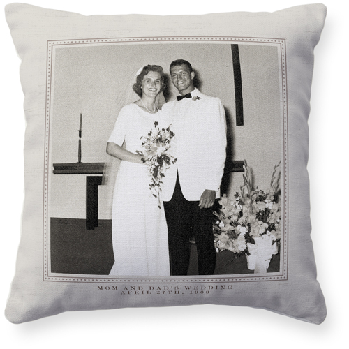 Textured Ornate Border Pillow, Woven, Beige, 16x16, Single Sided, Beige, cream