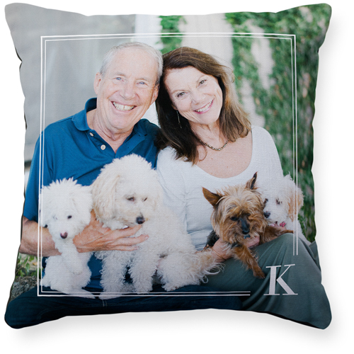 Classic Keyline Monogram Pillow, Woven, Black, 16x16, Single Sided, White, white