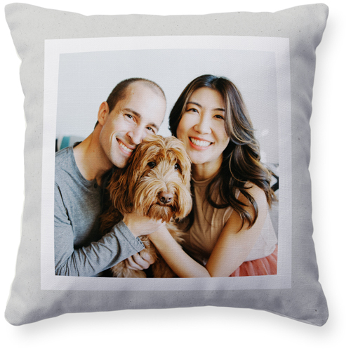 Double Paper Frame Pillow, Woven, Beige, 16x16, Single Sided, Gray, slate