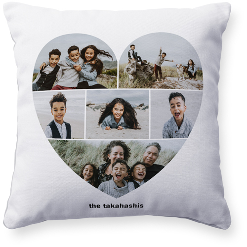 Modern Collage Heart Pillow, Woven, White, 16x16, Double Sided, White
