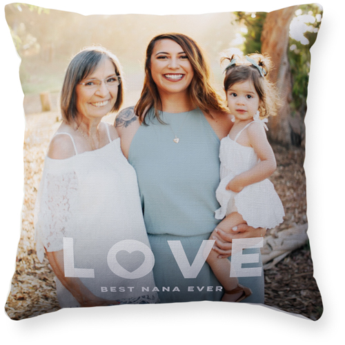 Overlay Love Pillow, Woven, Beige, 16x16, Single Sided, White, white