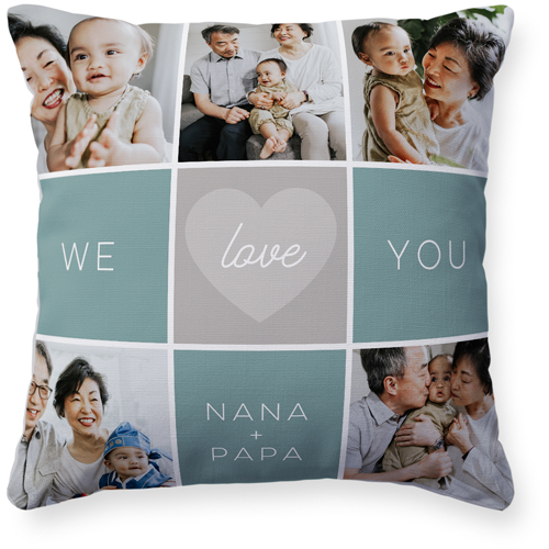 We Love Colorblock Pillow, Woven, White, 16x16, Double Sided, Blue, cedar