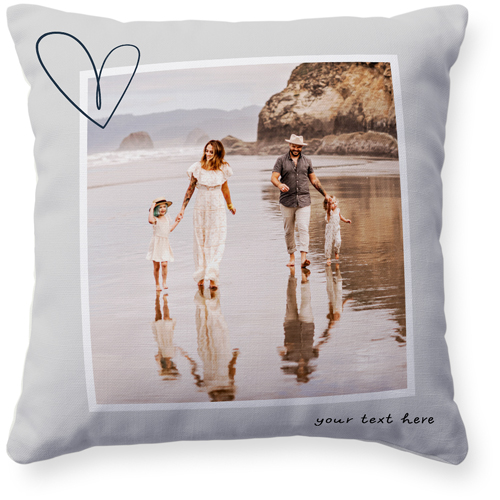 Minimalist Heart Film Pillow, Woven, Beige, 16x16, Single Sided, Black, black