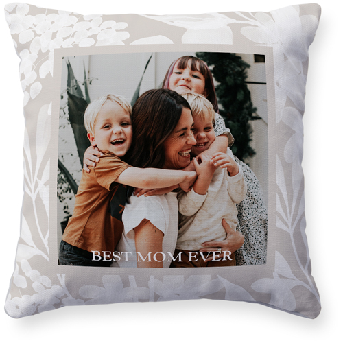 Neutral Foliage Frame Pillow, Woven, White, 16x16, Double Sided, Beige